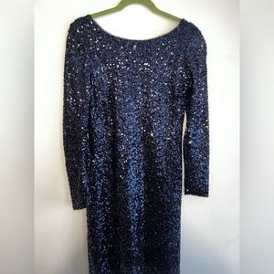 RALPH LAUREN Sequin Cocktail Navy Blue Dress